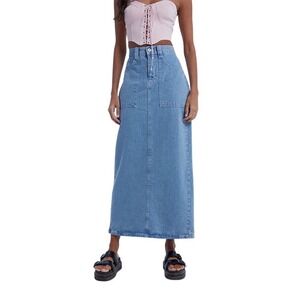 The Ragged Priest Carpenter Maxi Skirt Sz M Denim Cargo